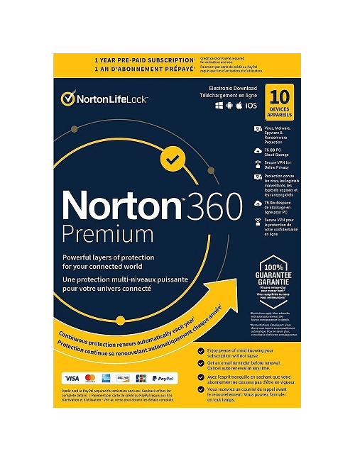 
                                                    Norton 360 Premium - 1-Year / 10-Device - USA/Canada