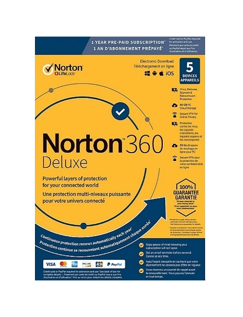 
                                                    Norton 360 Deluxe - 1-Year / 5-Device - Global